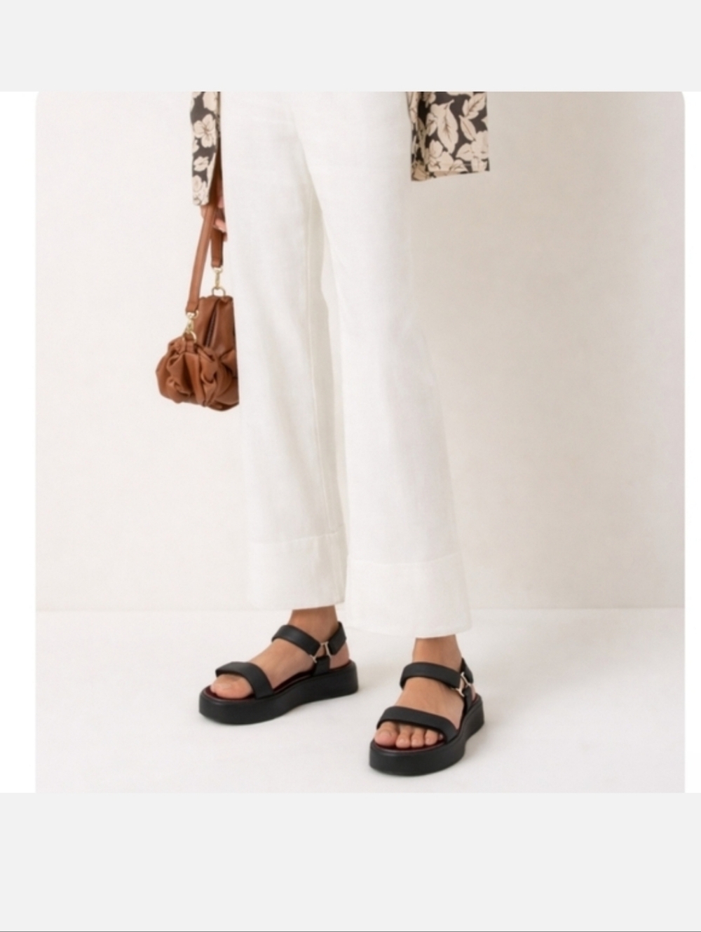 STAUD LIZ PLATFORM LEATHER SANDALS